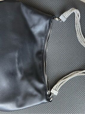 New Women’s BCBGMAXAZRIA Black Handbag Purse with Rhinestone Strap